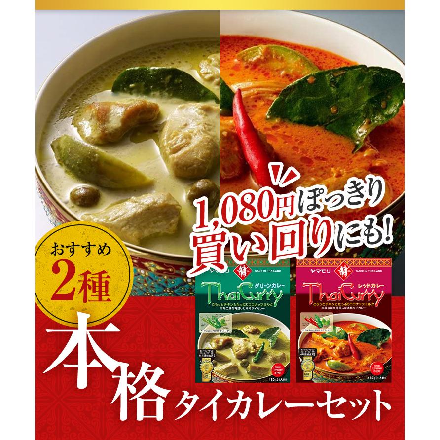 カレー レトルトカレー レトルト食品 お取り寄せグルメ レトルト食品 タイカレー ヤマモリ メール便 送料込み グリーンxレッド 2個 同梱不可タイ料理 1000円