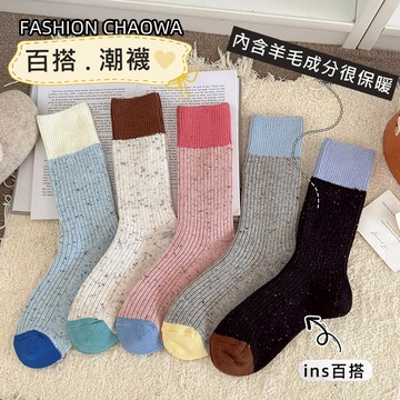 {現貨.快速出貨} w0071 點子紗加厚保暖秋冬羊毛襪.堆堆長襪