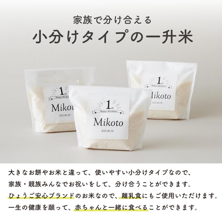 令和５年度産 新米 一升餅 一升米 名入れ 小分け 一歳 1歳 一歳誕生日 誕生日 お祝い 500g×3袋 一生米 男の子 女の子 おしゃれ ベビーリュック emoka