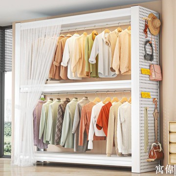 免運 鋼製衣帽架開放式掛衣架貨架家用出租屋落地一體置物架金屬衣櫃 房間收納櫃 衣櫥掛衣架展示架家用衣