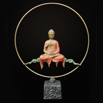 普佛小品系列-阿彌陀佛 (三寶佛)  37x8x46cm  子問 限量原作銅雕