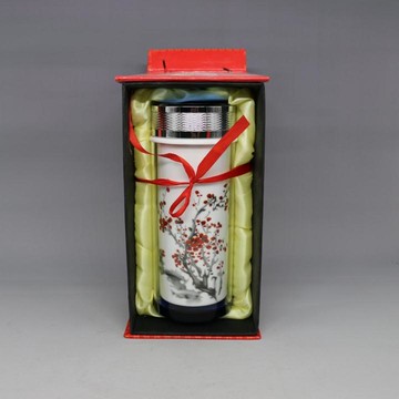 景德鎮    墨彩梅花雙層陶瓷保溫杯1入