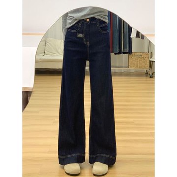 高腰加絨牛仔褲女2025新款寬松顯瘦微喇闊腿褲冬裝女小個子喇叭褲