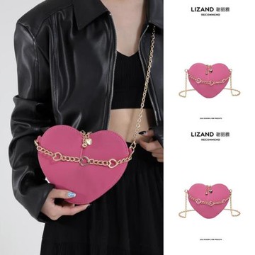 春夏季高級感鏈條小包包女2025新款時尚粉色單肩斜挎包愛心手機包