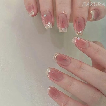 🎀台灣出貨🎀手工穿戴甲高質量高級短款簡約網紅明星爆款純欲溫柔仙女風美甲