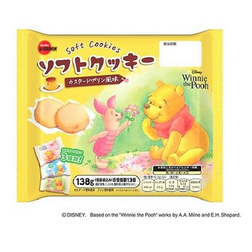 【江戶物語】 BOURBON 北日本 小熊維尼 卡士達布丁風味軟餅乾 138g 家庭包 迪士尼 下午茶點心 日本原裝進口