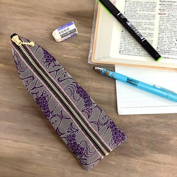 【葡萄】畳緣 四面體筆袋 紫色 葡萄 酒紅色