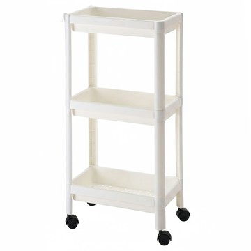 FUNLIFE 白色極簡長方三層收納置物架推車 鏤空瀝水 附贈掛勾  1個