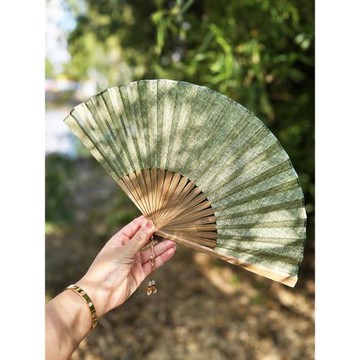 芷墨原創自然質樸麻質夏季日用折扇簡約小眾素凈純色漢服古風扇子