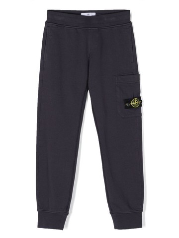 STONE ISLAND JUNIOR logo badge-detailed cotton joggers Boy