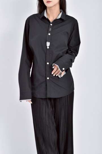 (M) hx棉質長袖黑色長袖上衣