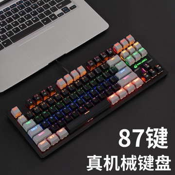 鍵盤 青軸機械鍵盤87鍵短款小型便攜無數字鍵 筆記本電腦外接打字電競游戲專用鍵盤滑鼠套裝【MJ193613】