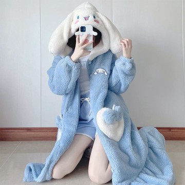 🐻WBP免運🐻ins風格小浣熊睡衣 秋冬季睡袍 珊瑚絨加厚加絨長款連體睡衣 動物睡衣 可愛睡衣 卡通造型睡衣 動物裝