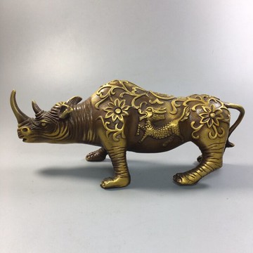 開光純銅犀牛擺件強力招財旺財家居辦公室裝飾品家居風水擺件