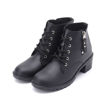 RIN RIN 側拉鍊粗跟靴 黑 女鞋