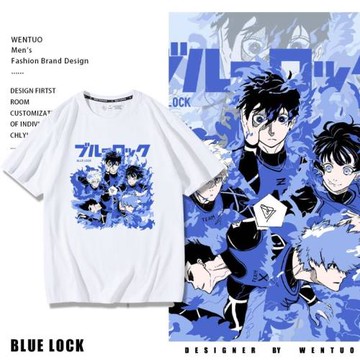 藍色監獄潔世一千切豹馬動漫聯名夏季短袖T恤學生上衣服潮牌男裝