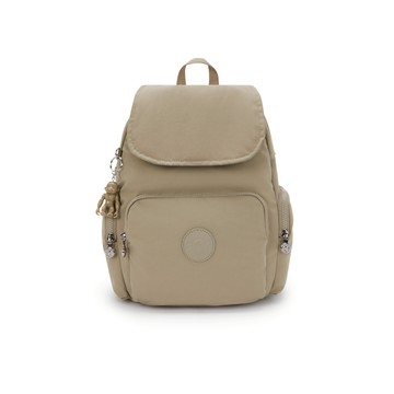 『猴子包』沙棕色掀蓋拉鍊後背包-CITY ZIP S