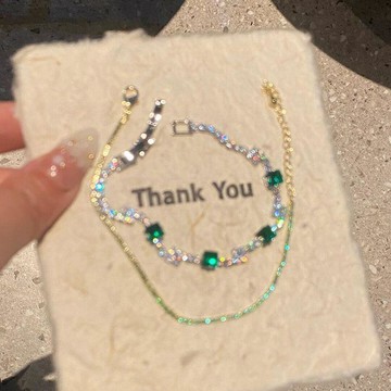 💖限時下訂💖霓光森境~高级感绿色水钻手链女小众设计高颜值学生党清冷感手饰 手鏈 女款手鏈