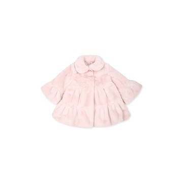 Monnalisa Pink Faux Fur For Baby Girl With Bows