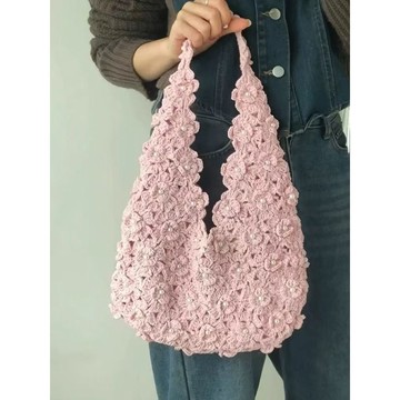 🔥新款🔥僊女櫻花包包毛線手工編織 鉤針diy材料包 針織單肩包打髮時間 手作diy毛線針織 手作材料包 鉤織毛線