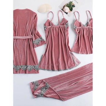 Summer pajamas four piece home wear睡衣五件套裝女式