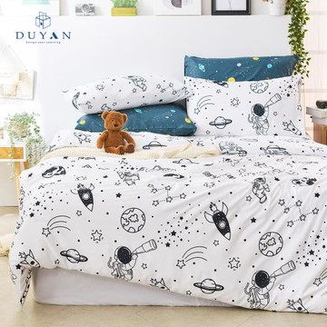 【DUYAN 竹漾】舒柔棉四件式涼被床包組 星旅太空 (雙人)