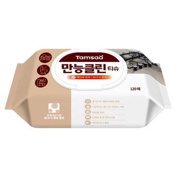 TAMSAA 萬用清潔濕紙巾 MB熔噴布 含乙醇 99.9%抗菌 120張  1包