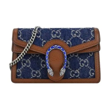 GUCCI經典Dionysus系列GG Supreme帆布迷你酒神/斜背包(單寧藍)