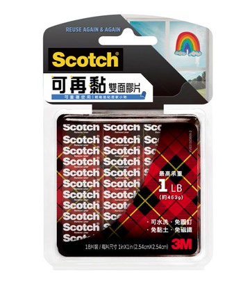 【龍品文創】3M R100 可再粘雙面膠片(1"x1")