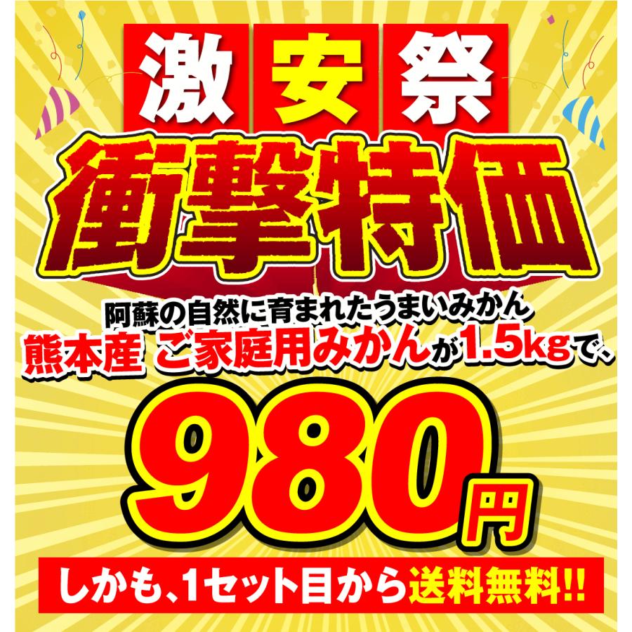 みかん 熊本みかん（1.5kg）ご家庭用 熊本産 送料無料 2セット目から増量 S〜2L 増量特典 ポイント消化 蜜柑 果物 国華園