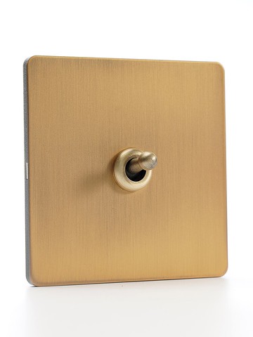 PIALT 不銹鋼電鍍黃古銅拉絲 仿古做舊 黃銅復古撥桿插座家用開關