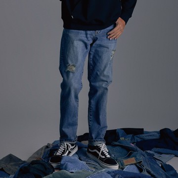 EDWIN｜怪彈力｜男裝｜微刷破丹寧錐形褲