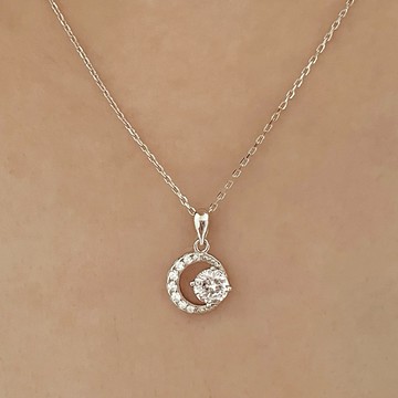 『快速出貨9折』新年送禮❤️【CReAM】Beverly 999足銀銀月亮鑽飾銀色女項鍊 #禮盒 #浪漫送禮 #生日禮盒 #情人禮物 #生日禮物