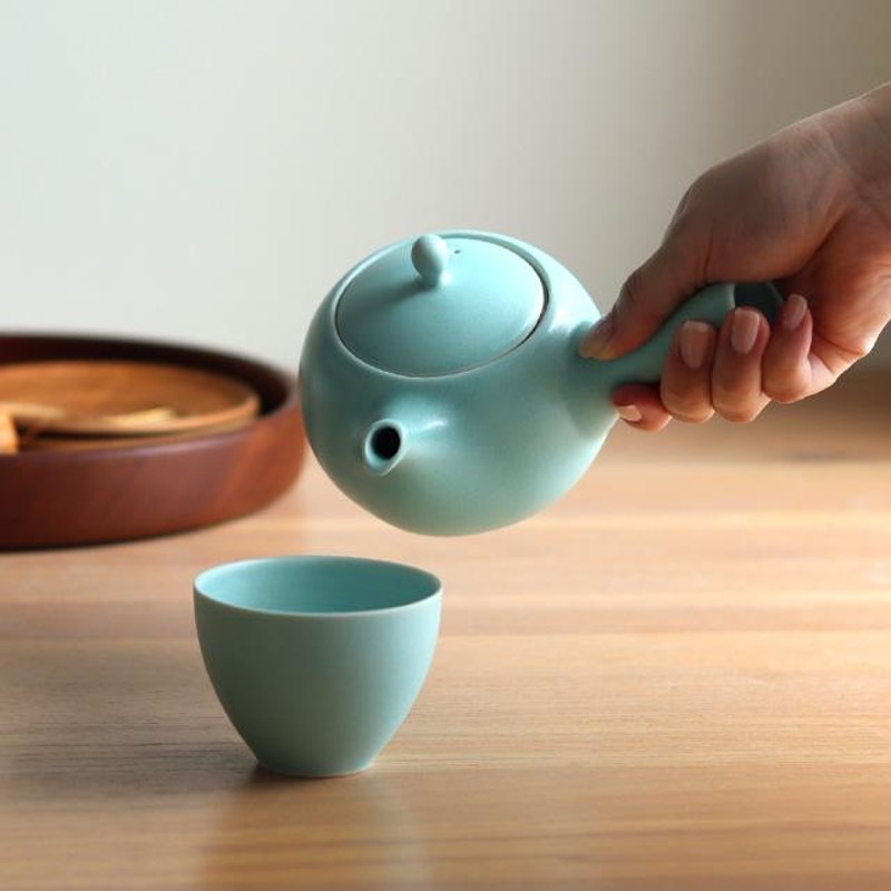 【未使用】備前焼 五郎辺衛 茶器揃 5客 急須/湯呑茶碗 日本茶 陶器インテリア 前畑 庫山窯 わらべ 茶器揃 急須 湯呑み 5客セット 金彩白磁