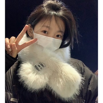 毛絨圍脖女冬季可愛ins少女毛領保暖柔軟加厚領子仿兔毛圍巾