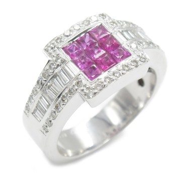 JEWELRY 無品牌珠寶 18K白金 紅寶石 鑽石 戒指 #11 【二手名牌BRAND OFF】