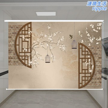 【免打孔升降】手拉捲簾 遮光捲簾 遮陽捲簾 復古捲簾 中式捲簾 書房窗簾 客廳窗簾 辦公室窗簾 定製尺寸 復古新中式風格