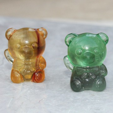 如鴻天然螢石原石頭桌面擺件動物卡通造型狗熊兒童寶石禮物裝飾