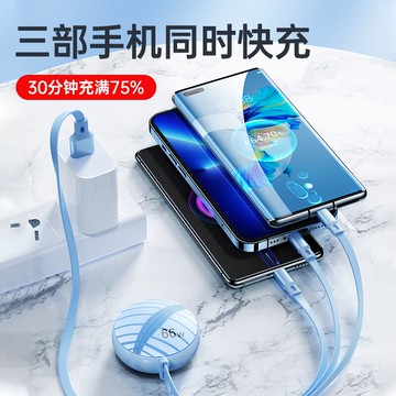 伸縮數據線 三合一充電線 數據線三合一充電線一拖三快充三頭適用于蘋果沖安卓Typec手機車載充電『XY37759』