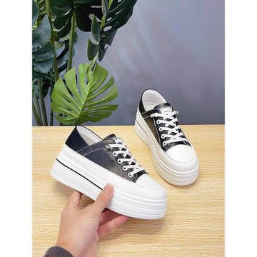 套腳兩穿內增高小白鞋女厚底7CM女鞋百搭秋季圓頭休閑ins運動板鞋