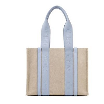 Chloe Woody tote bag帆布托特包(中號/灰藍)