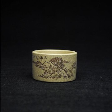 全手工宜興紫砂茶碗 原礦紫砂本山段泥 老段泥山水品茗杯 主人杯