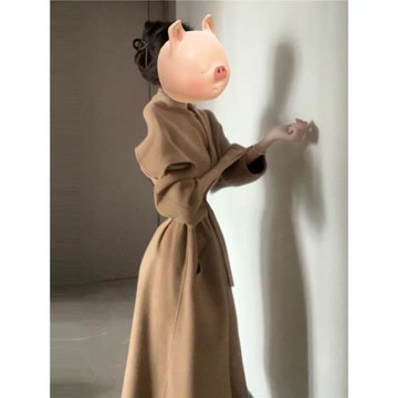 高級感超好看美拉德收腰毛呢外套中長款大衣女款2025新款初秋新款