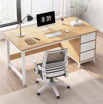 職員辦公桌辦公室桌子家用簡約臺式寫字臥室桌椅組合電腦桌一體