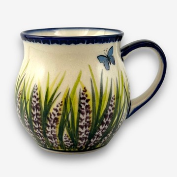 波蘭手繪手工陶-胖胖杯 350ml 薰衣草花園系列 設計師款