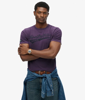 Superdry Men's Heritage Brand Relaxed T-shirt Purple Size: L