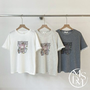 【MDMS】韓國小眾卡通印花T恤 減齡短袖上衣 文藝風T恤  百搭T恤女 休閒上衣女 大學生穿搭 短袖上衣 S327