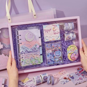 【台灣出貨】ins風高顏值油畫手賬本套裝禮盒少女心筆記本學生送朋友禮物禮品