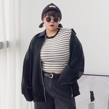 LULUS/PLUS/中大尺碼/ 慵懶感橫紋圓領短版上衣３色【A01250864】251022