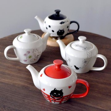 日式下午茶花草茶壺水果茶器軟萌治愈呆萌可愛喵星人茶水壺少女心